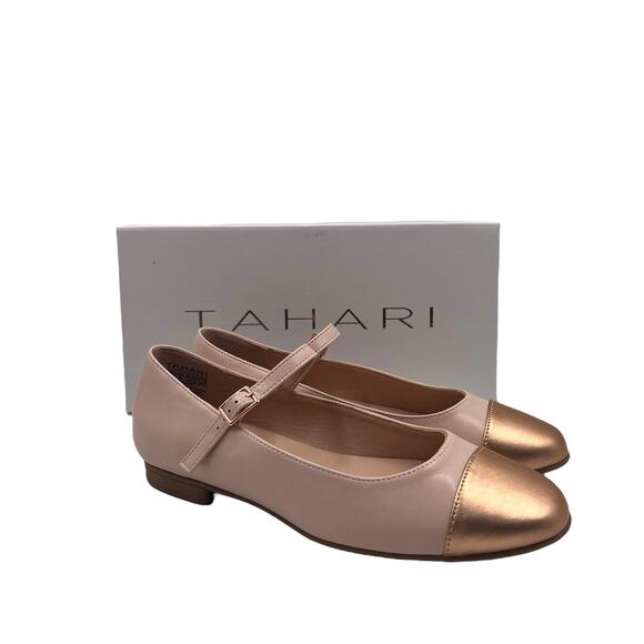 Tahari Womens Blush Rose Gold Faux Leather Loft Mary Jane Ballet Flat Sz 8 - Picture 1 of 13